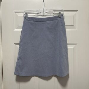 Margaret M Womens Small Blue White Pinstripe A Line Skirt Pull On Stretch